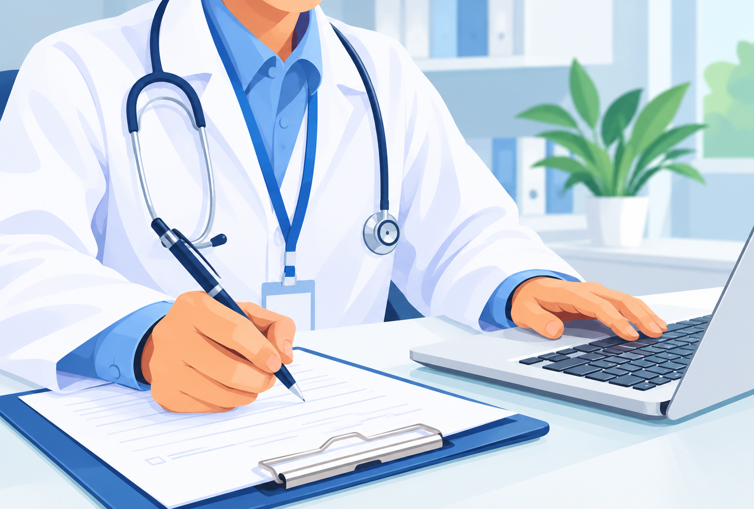 A doctor reviews your case